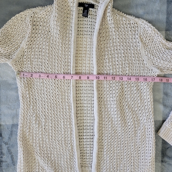 GAP Open Knit Open Hooded Cardigan Sweater Perfect Layering Ivory Size XS - Picture 6 of 7